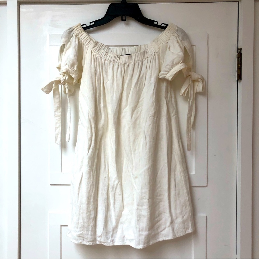 Lulus cream on or off shoulder straight baby doll Mini dress lined cream M